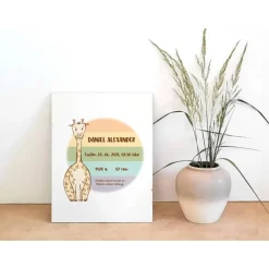 Clearance Wandbild Geburtsbild Babygiraffe Geschenke