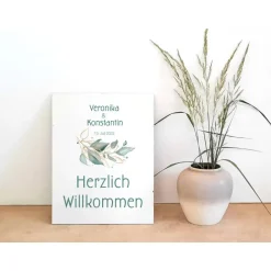 Hochzeitsgästebuch|Das Moment Wandbild Willkommensschild Salbei II
