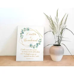 Hochzeitsgästebuch|Das Moment Wandbild Willkommensschild Design Eukalyptus Gold