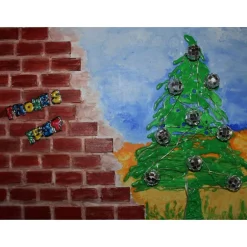 Weihnachtsdeko|Susanne Hiebl...die etwas andere Art! Wanddeko GRAFFITI künstlerischer abstrakter Weihnachtsbaum auf einem Keilrahmen Künstlerbaum mit LED-Beleuchtung