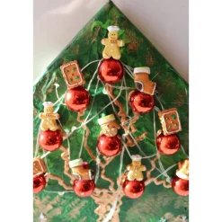 Weihnachtsdeko|Susanne Hiebl...die etwas andere Art! Wanddeko PFEFFERKUCHEN-BÄUMCHEN  abstrakter Weihnachtsbaum auf einem Keilrahmen Künstlerbaum mit LED-Beleuchtung