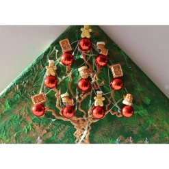 Weihnachtsdeko|Susanne Hiebl...die etwas andere Art! Wanddeko PFEFFERKUCHEN-BÄUMCHEN  abstrakter Weihnachtsbaum auf einem Keilrahmen Künstlerbaum mit LED-Beleuchtung