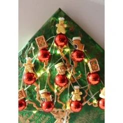 Weihnachtsdeko|Susanne Hiebl...die etwas andere Art! Wanddeko PFEFFERKUCHEN-BÄUMCHEN  abstrakter Weihnachtsbaum auf einem Keilrahmen Künstlerbaum mit LED-Beleuchtung