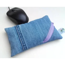 Clearance Waschbares Dinkelspelz-Mauskissen aus Denim und Reißverschluss, Jeans Mauskissen mit Dinkelspreu Geschenke