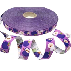 Clearance Webband Äpfel lila | 1m - 2,20 EUR/m - 15 mm breit | lilafarbenes Apfelwebband von Hamburger Liebe | An Apple a Day Koll Deko- & Webbänder