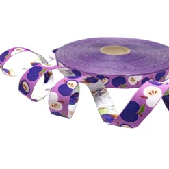 Clearance Webband Äpfel lila | 1m - 2,20 EUR/m - 15 mm breit | lilafarbenes Apfelwebband von Hamburger Liebe | An Apple a Day Koll Deko- & Webbänder