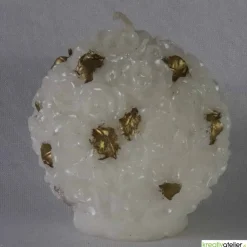 Online Weiße Weihnachtskerze mit Rosen und goldenen Blättern Kerzen & Beleuchtung