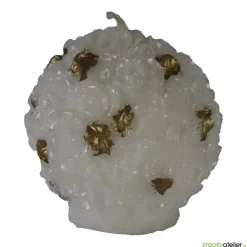 Online Weiße Weihnachtskerze mit Rosen und goldenen Blättern Kerzen & Beleuchtung