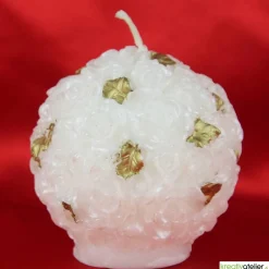 Online Weiße Weihnachtskerze mit Rosen und goldenen Blättern Kerzen & Beleuchtung