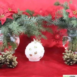 Online Weiße Weihnachtskerze mit Rosen und goldenen Blättern Kerzen & Beleuchtung