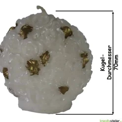 Online Weiße Weihnachtskerze mit Rosen und goldenen Blättern Kerzen & Beleuchtung
