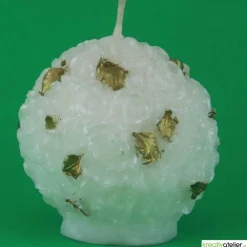 Online Weiße Weihnachtskerze mit Rosen und goldenen Blättern Kerzen & Beleuchtung