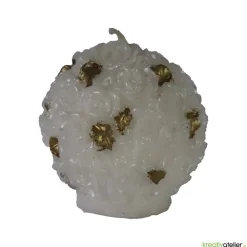 Online Weiße Weihnachtskerze mit Rosen und goldenen Blättern Kerzen & Beleuchtung