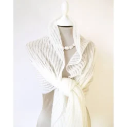 Clearance Weißer Brautschal aus Mohair, schlichte Hochzeitsstola gestrickt, festlicher Umhang, sommerlicher Damenschal Brautstolen & -Boleros
