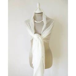 Clearance Weißer Brautschal aus Mohair, schlichte Hochzeitsstola gestrickt, festlicher Umhang, sommerlicher Damenschal Brautstolen & -Boleros
