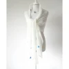 Outlet Weißer Mohair Schal mit blauen Blüten, gestrickte Stola Hochzeit, festliches Tuch für die Braut, Sommer Schultertuch Brautstolen & -Boleros