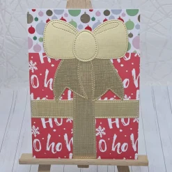 Clearance Weihnachtliche A6-Grußkarte mit Gutscheinfach – Handgefertigte Geschenk-Karte mit goldfarbener Schleife & Umschlag Weihnachtskarten