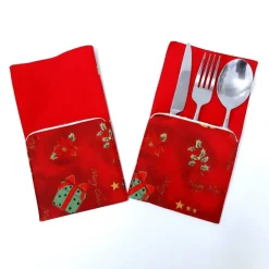 Tischdekoration|Afrosteff Weihnachtliche Bestecktasche für die Festtafel
