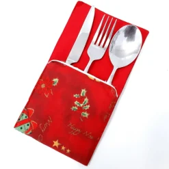 Tischdekoration|Afrosteff Weihnachtliche Bestecktasche für die Festtafel