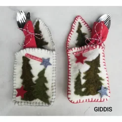 Weihnachtsdeko|GIDDIS FILZBOUTIQUE weihnachtliche Bestecktaschen 2er Set