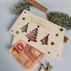 Clearance Weihnachtliche Geschenkkarten für Gutscheine Geld oder persönliche Briefe Holzkarte Weihnachten Nikolaus Geldgeschenke