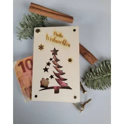 Clearance Weihnachtliche Geschenkkarten für Gutscheine Geld oder persönliche Briefe Holzkarte Weihnachten Nikolaus Geldgeschenke