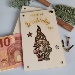 Clearance Weihnachtliche Geschenkkarten für Gutscheine Geld oder persönliche Briefe Holzkarte Weihnachten Nikolaus Geldgeschenke