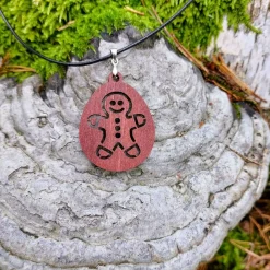 Online Weihnachtliche Holz-Ohrringe & Kette "Lebkuchenmann" – natürlicher Schmuck, handgemacht Weihnachtsaccessoires