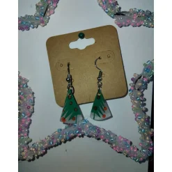 Hot Weihnachtliche Ohrringe mit Tannenbaum Motiv Anhänger – Handgemacht aus Schrumpffolie Weihnachtsaccessoires
