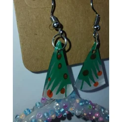 Hot Weihnachtliche Ohrringe mit Tannenbaum Motiv Anhänger – Handgemacht aus Schrumpffolie Weihnachtsaccessoires