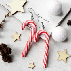 Clearance Weihnachtliche Ohrringe Zuckerstangen • Ohrhänger Polymer Clay | Ohrschmuck Weihnachtsaccessoires