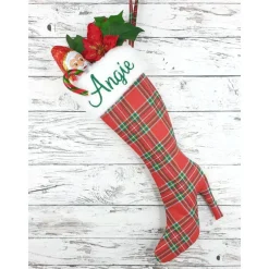 Nikolausstiefel|Nenci Weihnachtlicher High Heel oder Nikolaussocke mit gesticktem Namen