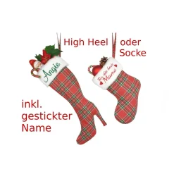 Nikolausstiefel|Nenci Weihnachtlicher High Heel oder Nikolaussocke mit gesticktem Namen