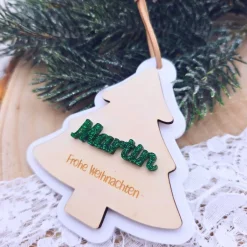 Sale Weihnachtsanhänger Holz personalisiert - Geschenkanhänger mit Name | personalisierte Geschenke Weihnachten | Baumschmuck Geschenkeanhänger