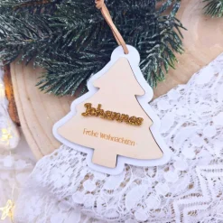 Sale Weihnachtsanhänger Holz personalisiert - Geschenkanhänger mit Name | personalisierte Geschenke Weihnachten | Baumschmuck Geschenkeanhänger