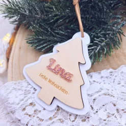Sale Weihnachtsanhänger Holz personalisiert - Geschenkanhänger mit Name | personalisierte Geschenke Weihnachten | Baumschmuck Geschenkeanhänger