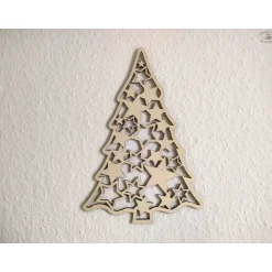 Weihnachtsdeko|Hübsches Aus Holz Weihnachtsbaum mit Sternmuster aus Holz