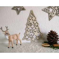 Weihnachtsdeko|Hübsches Aus Holz Weihnachtsbaum mit Sternmuster aus Holz