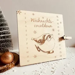 Adventskalender|Heerings Craft Cottage Weihnachtscountdown mit Mini-Wäscheklammer, Adventskalender, Weihnachtsdekoration aus Holz