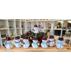 Baumschmuck|Keramikflamme Weihnachtsdeko aus Keramik - Schneemann 4 - Winterdekoration -