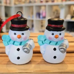 Baumschmuck|Keramikflamme Weihnachtsdeko aus Keramik - Schneemann 4 - Winterdekoration -