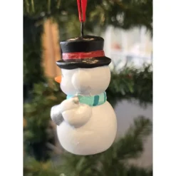 Baumschmuck|Keramikflamme Weihnachtsdeko aus Keramik - Schneemann 4 - Winterdekoration -