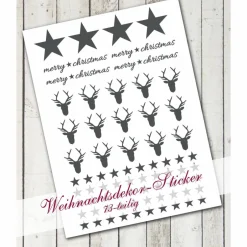 Sticker & Aufkleber|jamsstyle Weihnachtsdeko Sticker "Hirsch & Sterne" Aufkleber