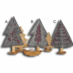 Weihnachtsdeko|Deko und Taschen Weihnachtsdeko X-Mas bestickte Tannenbäumchen auf grauem Filz mit Holzfuß weihnachtliche Dekoration