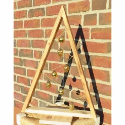 Best Weihnachtsdekoration Holzbaum - geflämmt - mit Kugeln in gold Weihnachtsdeko