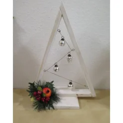 Outlet Weihnachtsdekoration Tannenbaum - weiß - mit roten Kugeln Weihnachtsdeko