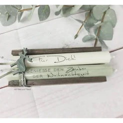 Sale Weihnachtsgeschenk Kerzen - Stabkerzen mit Spruch -Für Dich Geniesse den Zauber der Weihnachtszeit- Weihnachtsgeschenke