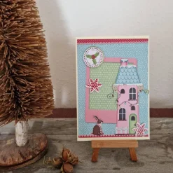 Weihnachtskarten|Teufelinchens_Ideen_Shop Weihnachtskarte - buntes Haus - Hase - Weihnachten