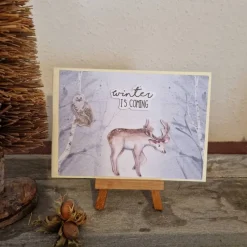 Weihnachtskarten|Teufelinchens_Ideen_Shop Weihnachtskarte - Hirsch und Eule - winter is coming