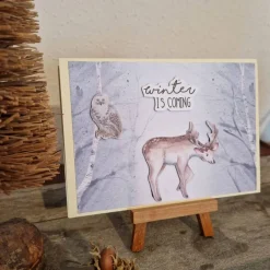 Weihnachtskarten|Teufelinchens_Ideen_Shop Weihnachtskarte - Hirsch und Eule - winter is coming